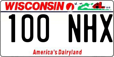 WI license plate 100NHX