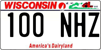 WI license plate 100NHZ