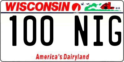 WI license plate 100NIG