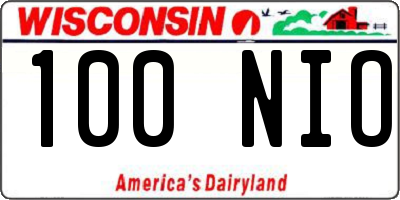 WI license plate 100NIO