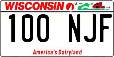 WI license plate 100NJF