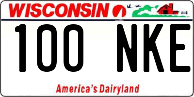 WI license plate 100NKE