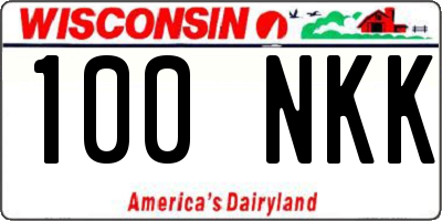 WI license plate 100NKK