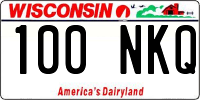 WI license plate 100NKQ