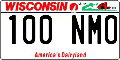 WI license plate 100NMO