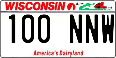 WI license plate 100NNW