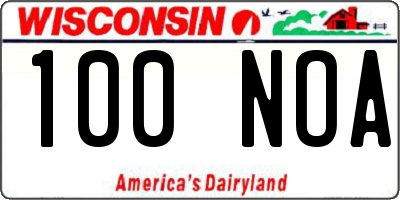 WI license plate 100NOA