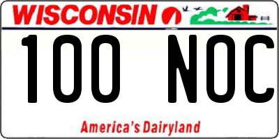 WI license plate 100NOC