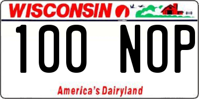 WI license plate 100NOP