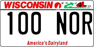 WI license plate 100NOR