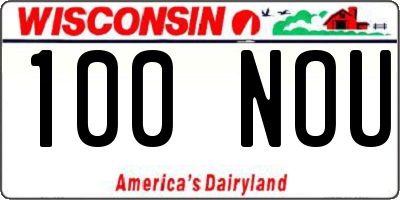 WI license plate 100NOU
