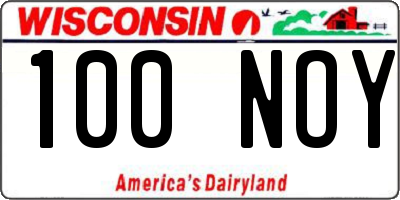 WI license plate 100NOY