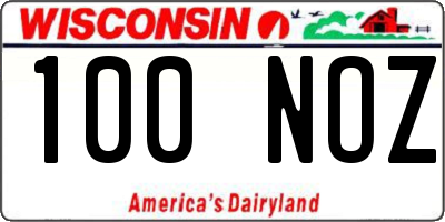 WI license plate 100NOZ