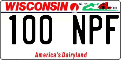WI license plate 100NPF