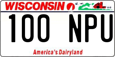 WI license plate 100NPU