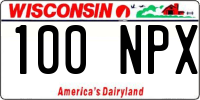 WI license plate 100NPX