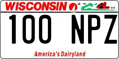 WI license plate 100NPZ