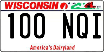 WI license plate 100NQI
