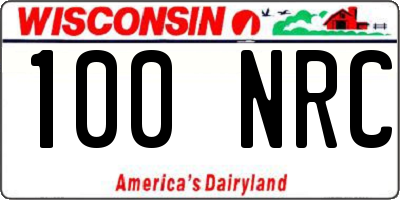 WI license plate 100NRC