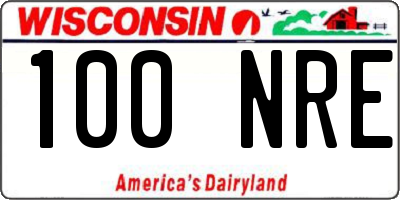 WI license plate 100NRE