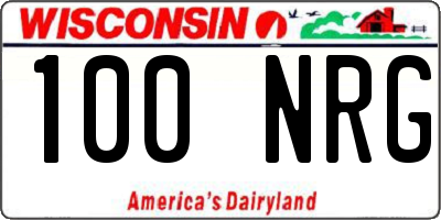 WI license plate 100NRG