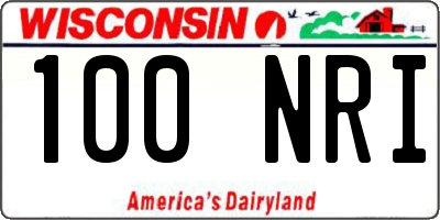 WI license plate 100NRI