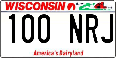 WI license plate 100NRJ