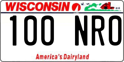 WI license plate 100NRO
