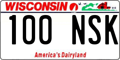 WI license plate 100NSK