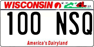 WI license plate 100NSQ