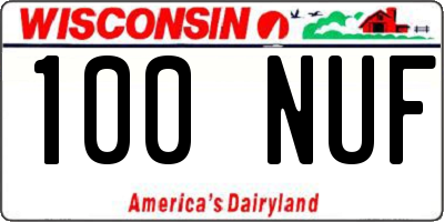 WI license plate 100NUF