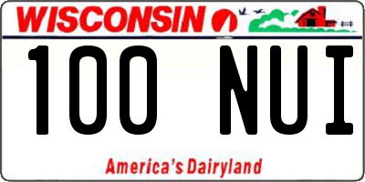 WI license plate 100NUI