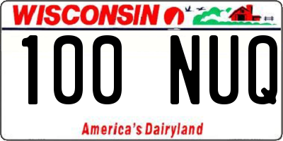 WI license plate 100NUQ