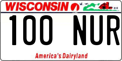 WI license plate 100NUR