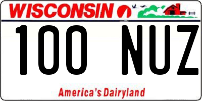 WI license plate 100NUZ