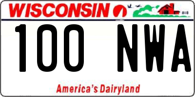 WI license plate 100NWA