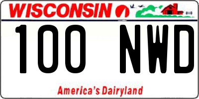 WI license plate 100NWD