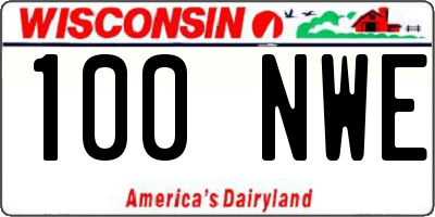 WI license plate 100NWE