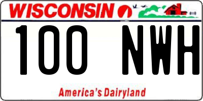 WI license plate 100NWH