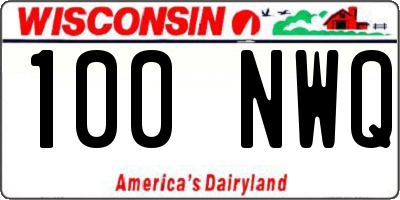 WI license plate 100NWQ