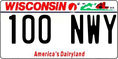 WI license plate 100NWY