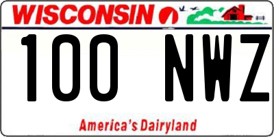 WI license plate 100NWZ