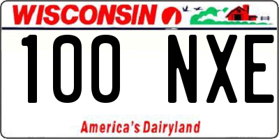 WI license plate 100NXE