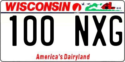 WI license plate 100NXG