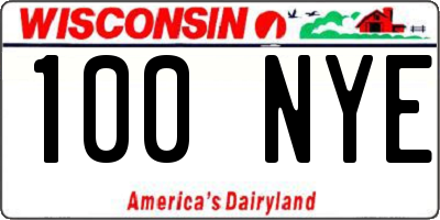 WI license plate 100NYE