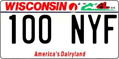WI license plate 100NYF