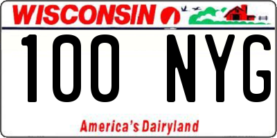 WI license plate 100NYG