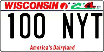 WI license plate 100NYT