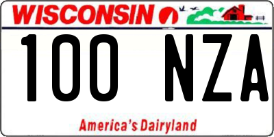 WI license plate 100NZA