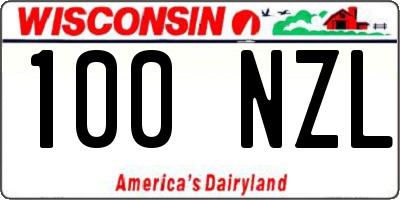 WI license plate 100NZL